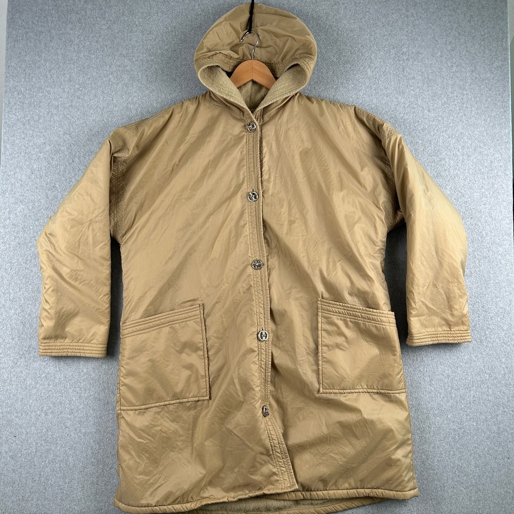 Orvis Parka Jacket Womens Medium Tan‎ Hooded Fleece Lined Long Coat Outdoor